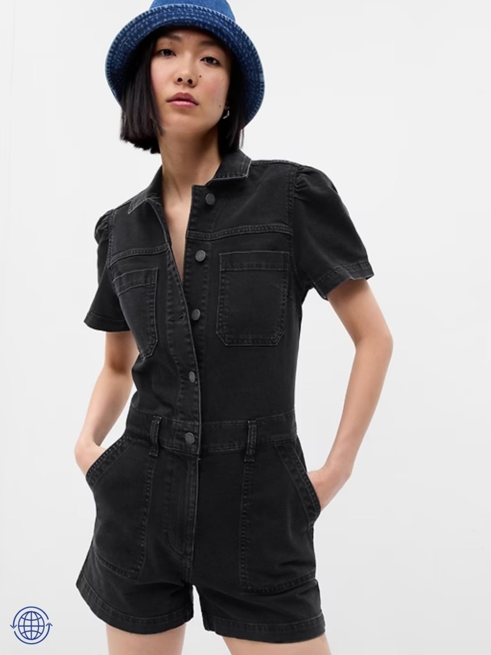 Gap black denim romper